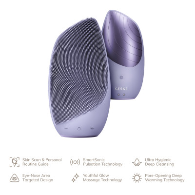 Електронна звукова термощітка для обличчя GESKE Sonic Thermo Facial Brush 6 в 1 purple