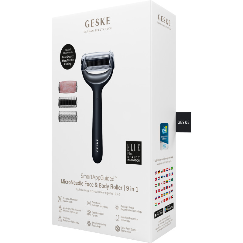 Ролер для голкової мезотерапії обличчя та тіла GESKE MicroNeedle Face&Body Roller black