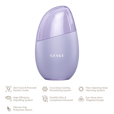 Масажер для обличчя GESKE Cool&Warm Eye and Face Massager 7 в 1 purple
