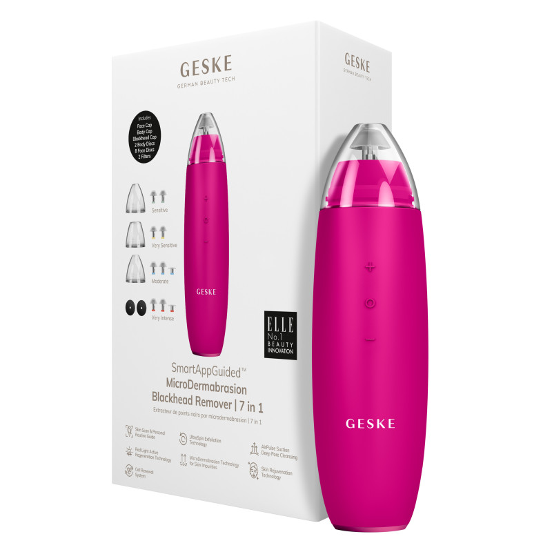 Мікродермабразійний пристрій для видалення чорних цяток GESKE MicroDermabrasion Blackhead Remover 7 в 1 magenta