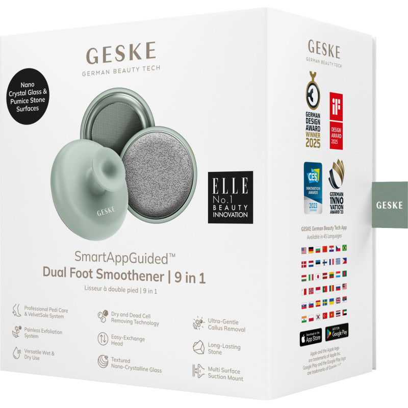 Набір для догляду за стопами з ручкою GESKE Dual Foot Smoothener 9 в 1 green