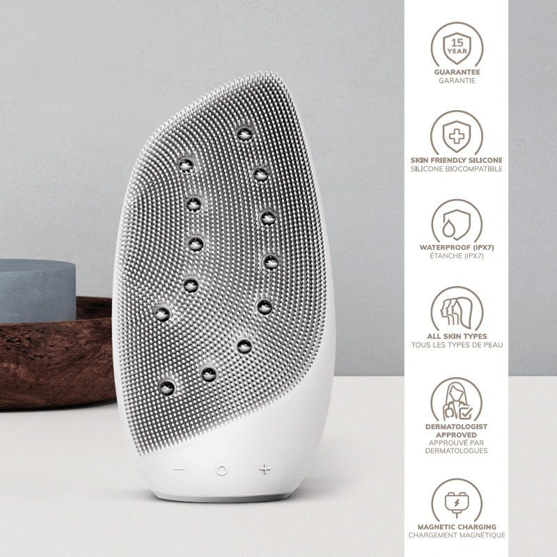 Очищувальна щітка для обличчя GESKE Sonic Thermo Facial Brush&Face-Lifter 8 в 1 white