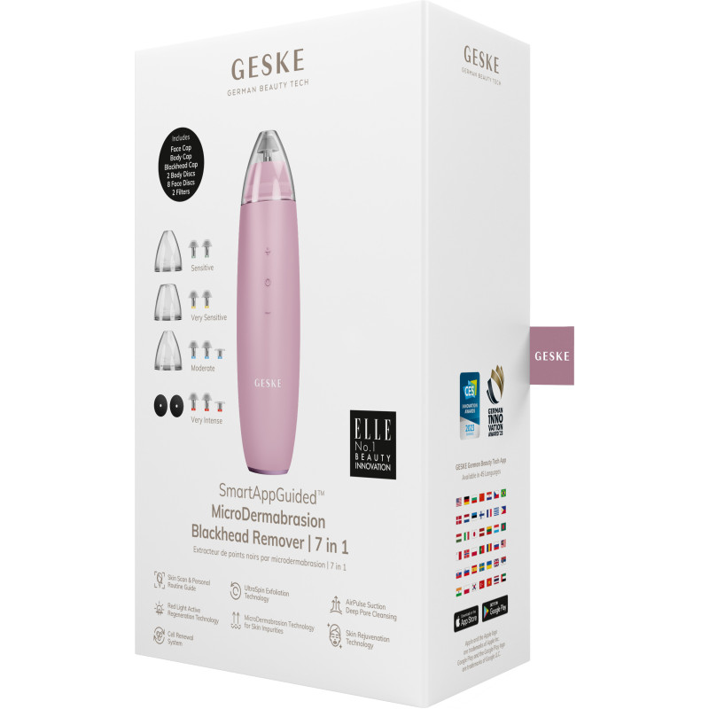 Мікродермабразійний пристрій для видалення чорних цяток GESKE MicroDermabrasion Blackhead Remover 7 в 1 pink