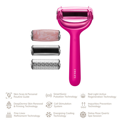 Ролер для голкової мезотерапії обличчя та тіла GESKE MicroNeedle Face&Body Roller 9 в 1 magenta
