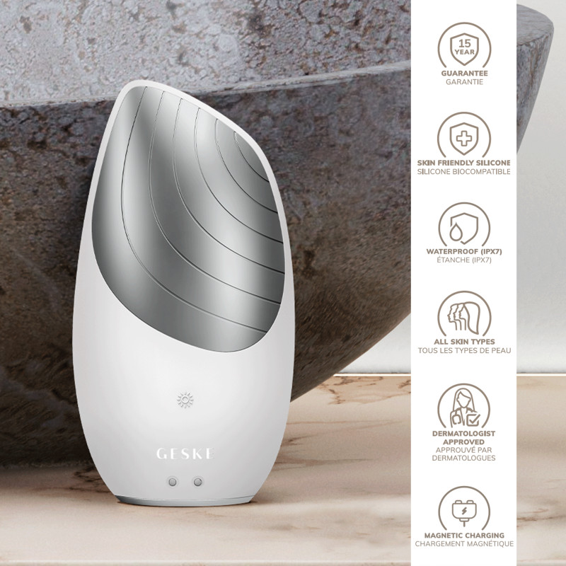 Електронна звукова термощітка для обличчя GESKE Sonic Thermo Facial Brush 6 в 1 white