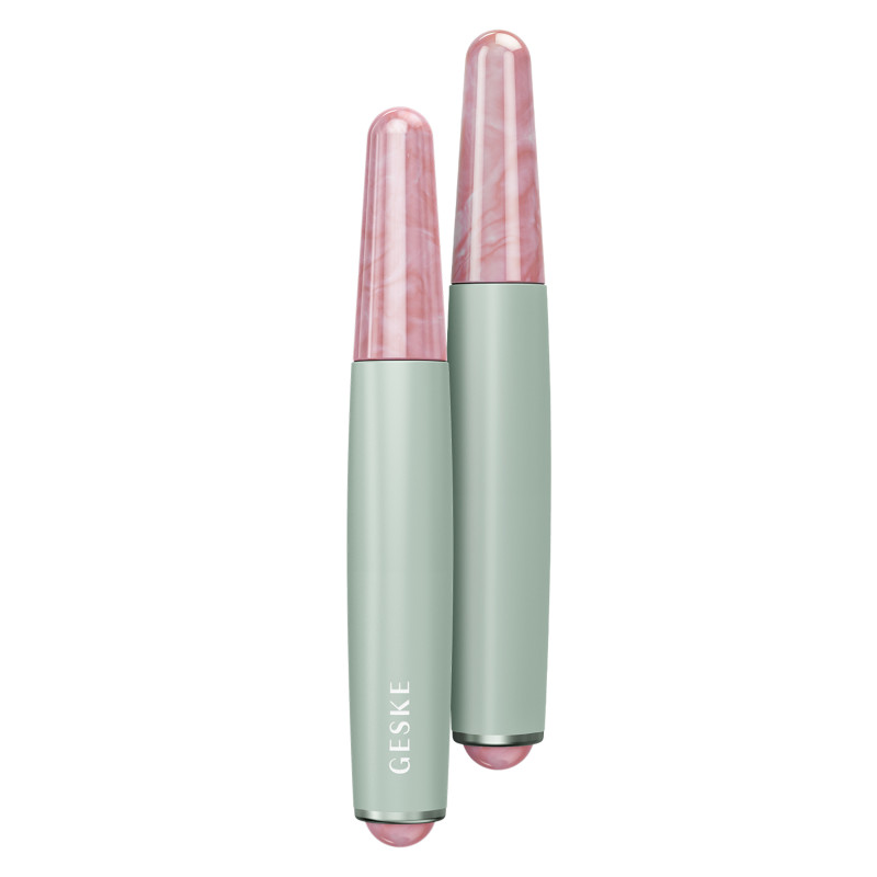 Ручка-масажер для обличчя з рожевим кварцом GESKE SmartAppGuided Double-Sided Rose Quartz Depuffing Pen 7в1 green