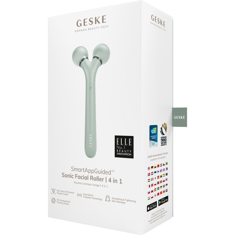 Електронний ультразвуковий ролик для обличчя GESKE Sonic Facial Roller 4 в 1 green