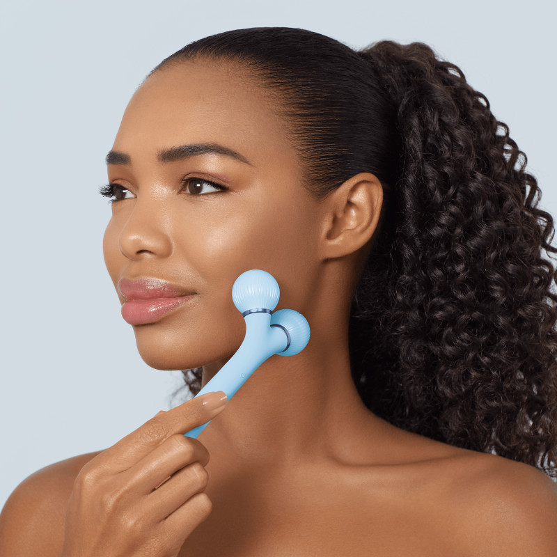 Електронний ультразвуковий ролик для обличчя GESKE Sonic Facial Roller 4 в 1 aquamarine