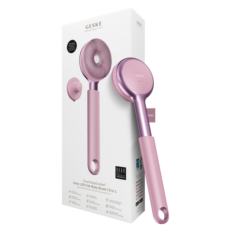 Звукова світлодіодна щітка для всього тіла GESKE Sonic LED Full-Body Brush&Intensive Exfoliator pink