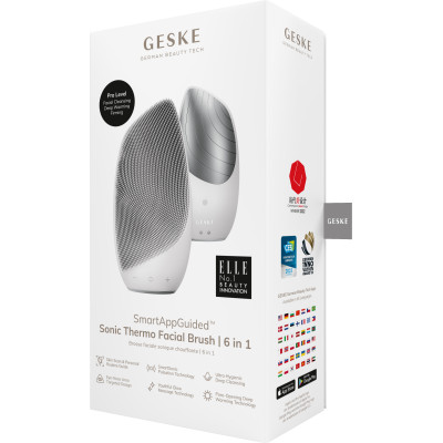 Електронна звукова термощітка для обличчя GESKE Sonic Thermo Facial Brush 6 в 1 white