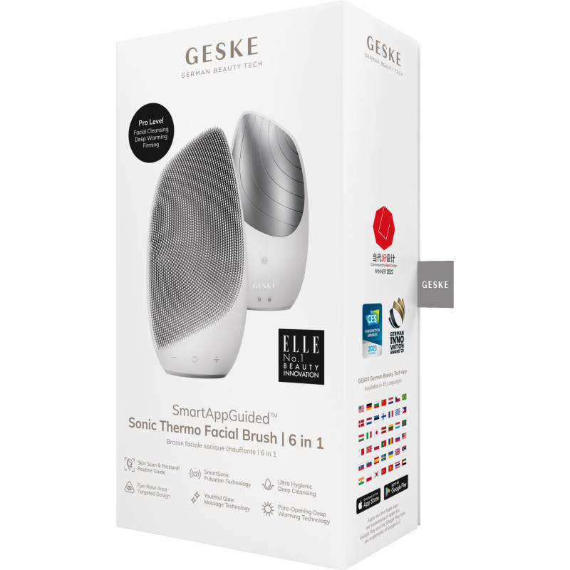 Електронна звукова термощітка для обличчя GESKE Sonic Thermo Facial Brush 6 в 1 white