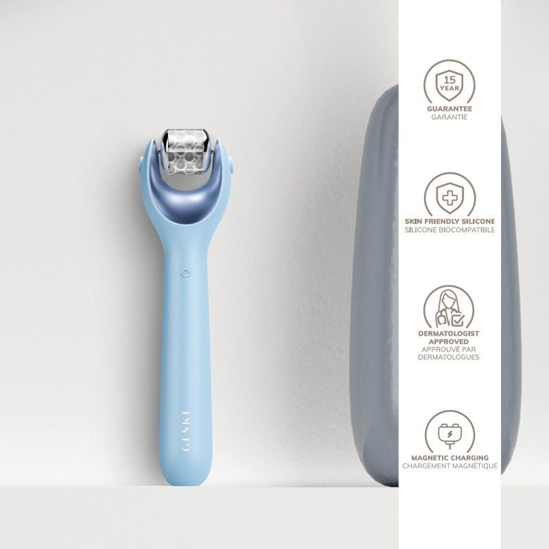 Електронний ролер для обличчя з мікроголками GESKE MicroNeedle Face Roller aquamarine