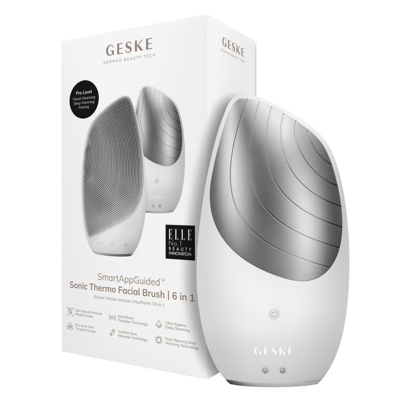 Електронна звукова термощітка для обличчя GESKE Sonic Thermo Facial Brush 6 в 1 white