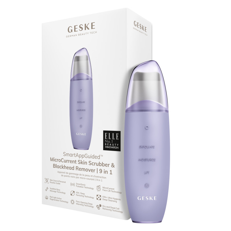 Мікрострумовий скрабер для шкіри та усунення чорних точок GESKE MicroCurrent Skin Scrubber&Blackhead Remover 9 в 1 purple