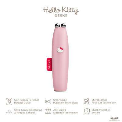 Мікрострумова ручка для підтяжки обличчя GESKE MicroCurrent Face-Lift Pen by Hello Kitty pink