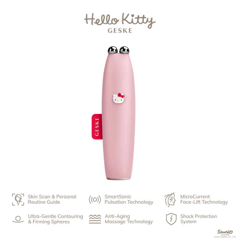 Мікрострумова ручка для підтяжки обличчя GESKE MicroCurrent Face-Lift Pen by Hello Kitty pink