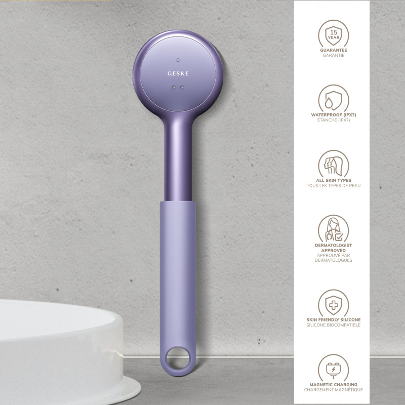 Звукова світлодіодна щітка для всього тіла GESKE Sonic LED Full-Body Brush&Intensive Exfoliator 9 в 1 purple