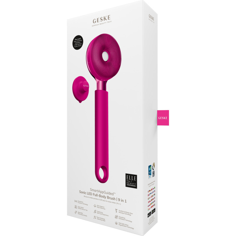Звукова світлодіодна щітка для всього тіла GESKE Sonic LED Full-Body Brush&Intensive Exfoliator 9 в 1 magenta