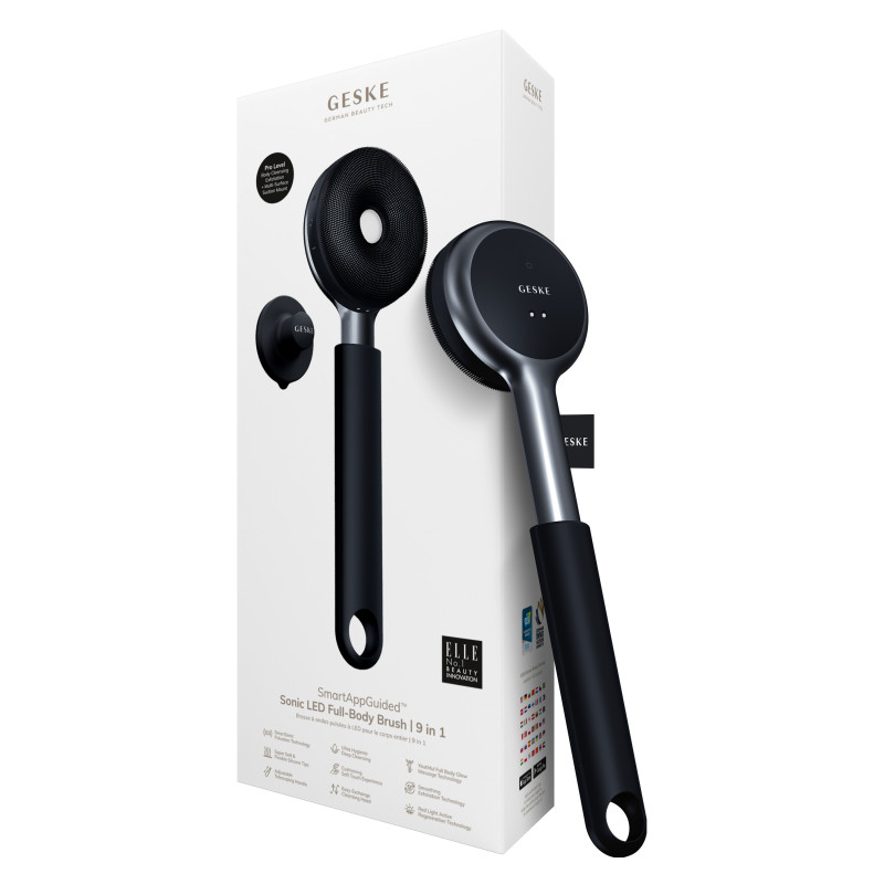 Звукова світлодіодна щітка для всього тіла GESKE Sonic LED Full-Body Brush&Intensive Exfoliator black
