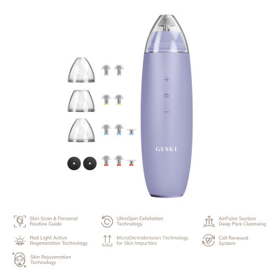 Мікродермабразійний пристрій для видалення чорних цяток GESKE MicroDermabrasion Blackhead Remover purple