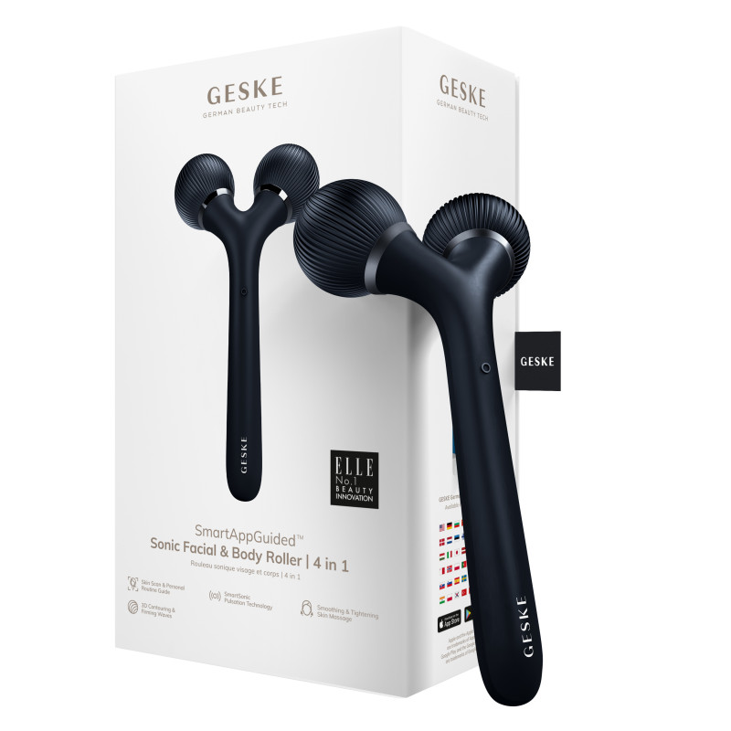 Електронний ультразвуковий ролик для обличчя та тіла GESKE Sonic Facial&Body Roller 4 в 1 black