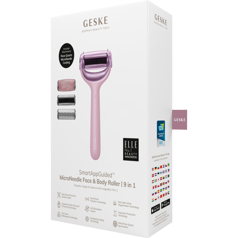 Ролер для голкової мезотерапії обличчя та тіла GESKE MicroNeedle Face&Body Roller pink