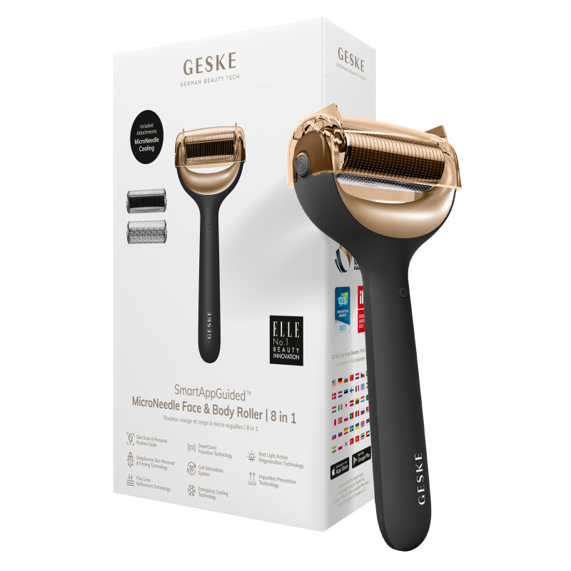 Електронний ролер для обличчя та тіла з мікроголками GESKE MicroNeedle Face&Body Roller 8 в 1 gray