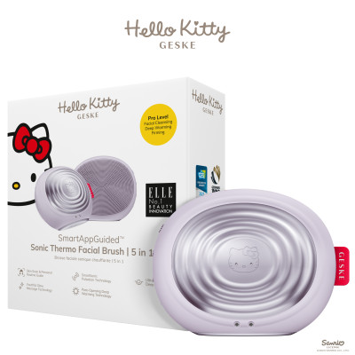 Електронна ультразвукова термощітка для обличчя GESKE Sonic Thermo Facial Brush 5 в 1 by Hello Kitty purple