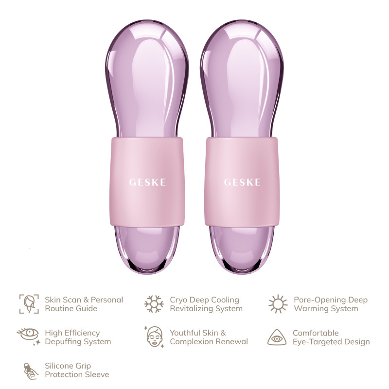 Подвійний масажер для очей GESKE Cool&Warm Duo Eye Massager 7 в 1 pink