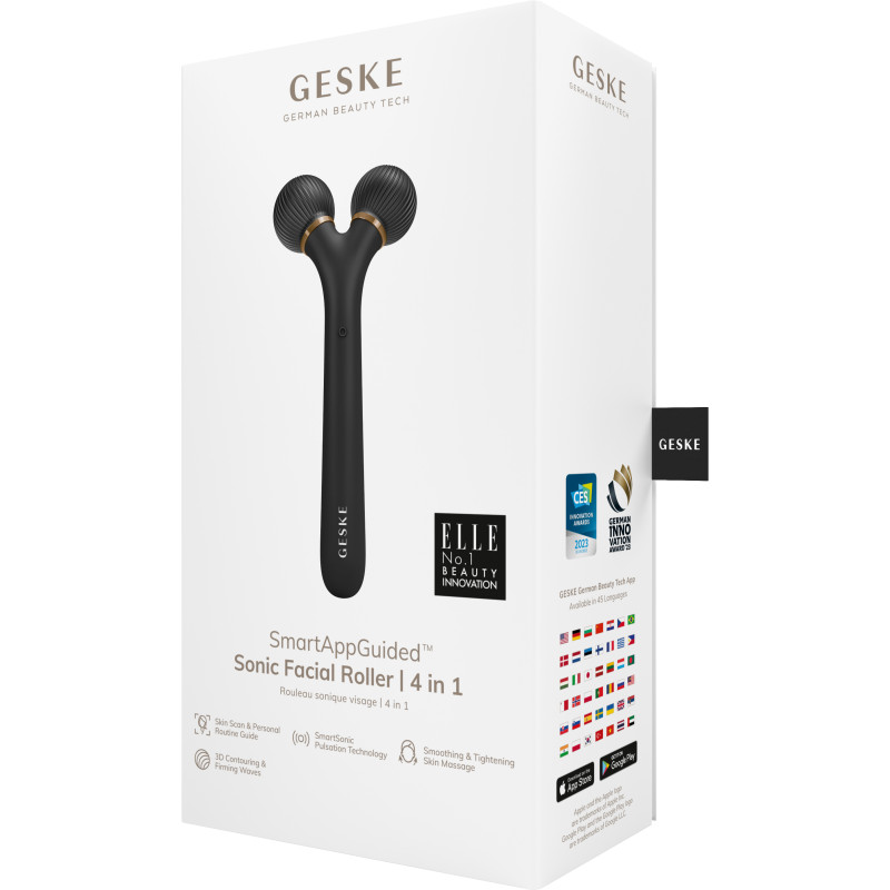 Електронний ультразвуковий ролик для обличчя GESKE Sonic Facial Roller 4 в 1 gray