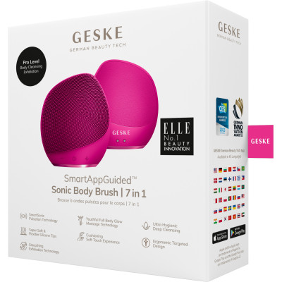 Ультразвукова щітка для тіла та інтенсивний пілінг GESKE Sonic Body Brush&Intensive Exfoliator 7 в 1 magenta