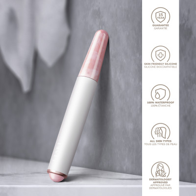 Ручка-масажер для обличчя з рожевим кварцом GESKE SmartAppGuided Double-Sided Rose Quartz Depuffing Pen 7в1 starlight