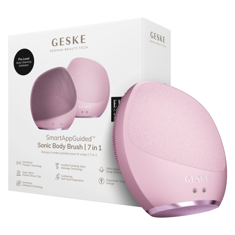 Ультразвукова щітка для тіла та інтенсивний пілінг GESKE Sonic Body Brush&Intensive Exfoliator pink