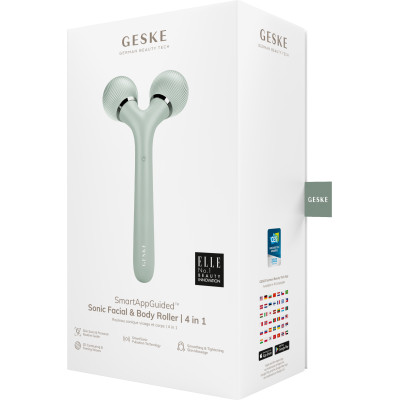 Електронний ультразвуковий ролик для обличчя та тіла GESKE Sonic Facial&Body Roller 4 в 1 green