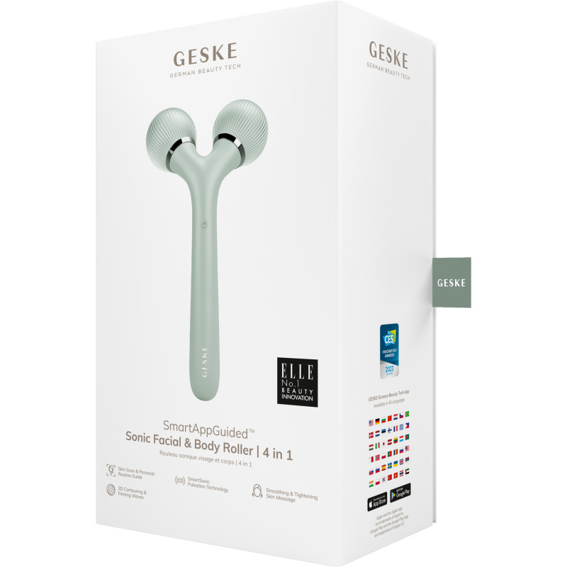 Електронний ультразвуковий ролик для обличчя та тіла GESKE Sonic Facial&Body Roller 4 в 1 green