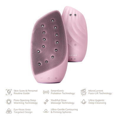 Очищувальна щітка для обличчя GESKE Sonic Thermo Facial Brush&Face-Lifter pink