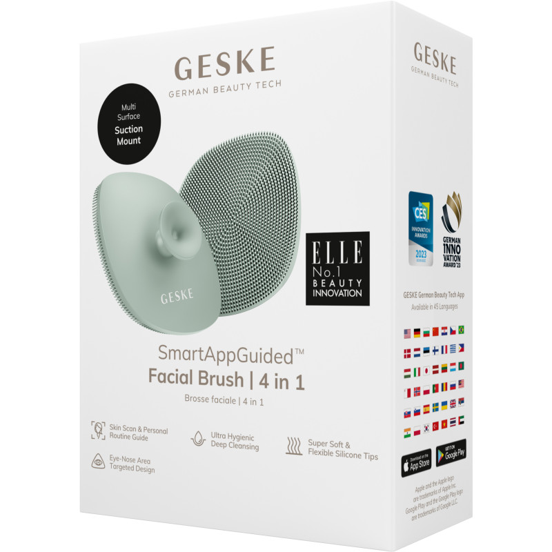 Щітка для обличчя GESKE Facial Brush 4 в 1 з тримачем green