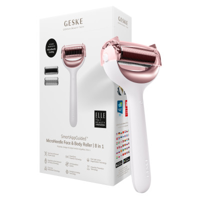 Електронний ролер для обличчя та тіла з мікроголками GESKE MicroNeedle Face&Body Roller 8 в 1 starlight Електронний ролер для обличчя та тіла з мікроголками GESKE MicroNeedle Face&Body Roller 8 в 1 starlight