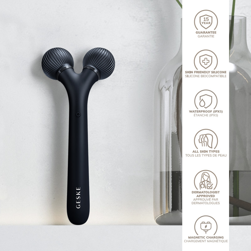 Електронний ультразвуковий ролик для обличчя GESKE Sonic Facial Roller black