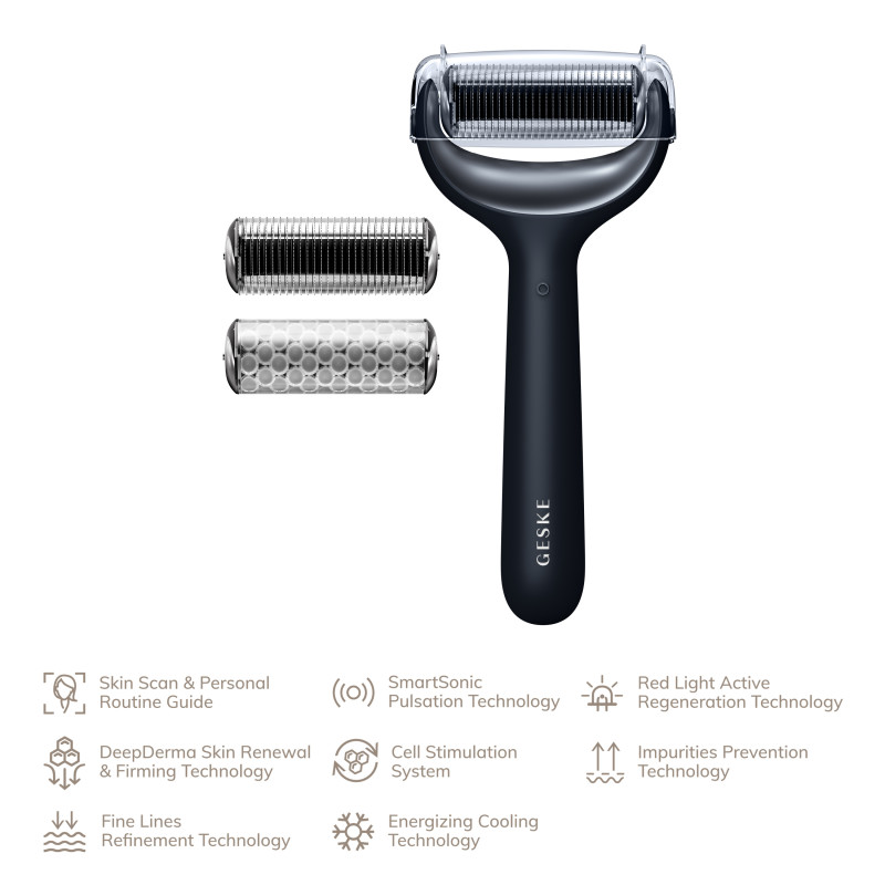 Електронний ролер для обличчя та тіла з мікроголками GESKE MicroNeedle Face&Body Roller black