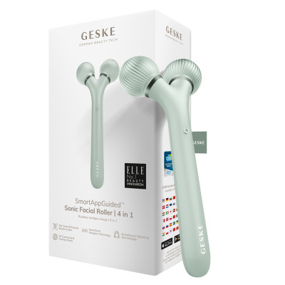 Електронний ультразвуковий ролик для обличчя GESKE Sonic Facial Roller 4 в 1 green