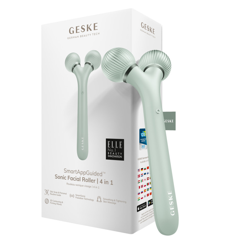 Електронний ультразвуковий ролик для обличчя GESKE Sonic Facial Roller 4 в 1 green