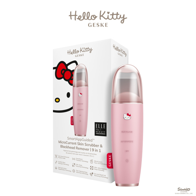 Мікрострумовий скрабер для шкіри та усунення чорних точок GESKE MicroCurrent Skin Scrubber&Blackhead Remover Hello Kitty pink