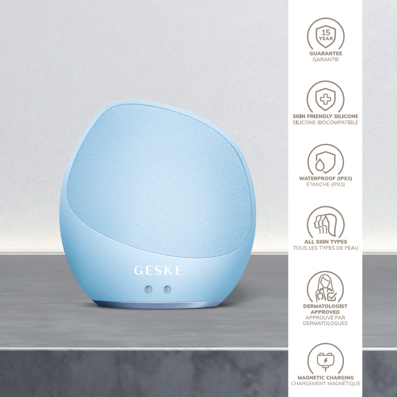 Ультразвукова щітка для тіла та інтенсивний пілінг GESKE Sonic Body Brush&Intensive Exfoliator 7 в 1 aquamarine