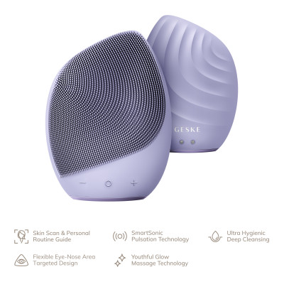 Електронна ультразвукова щітка для обличчя GESKE Sonic Facial Brush 5 в 1 purple