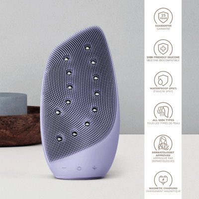 Очищувальна щітка для обличчя GESKE Sonic Thermo Facial Brush&Face-Lifter 8 в 1 purple