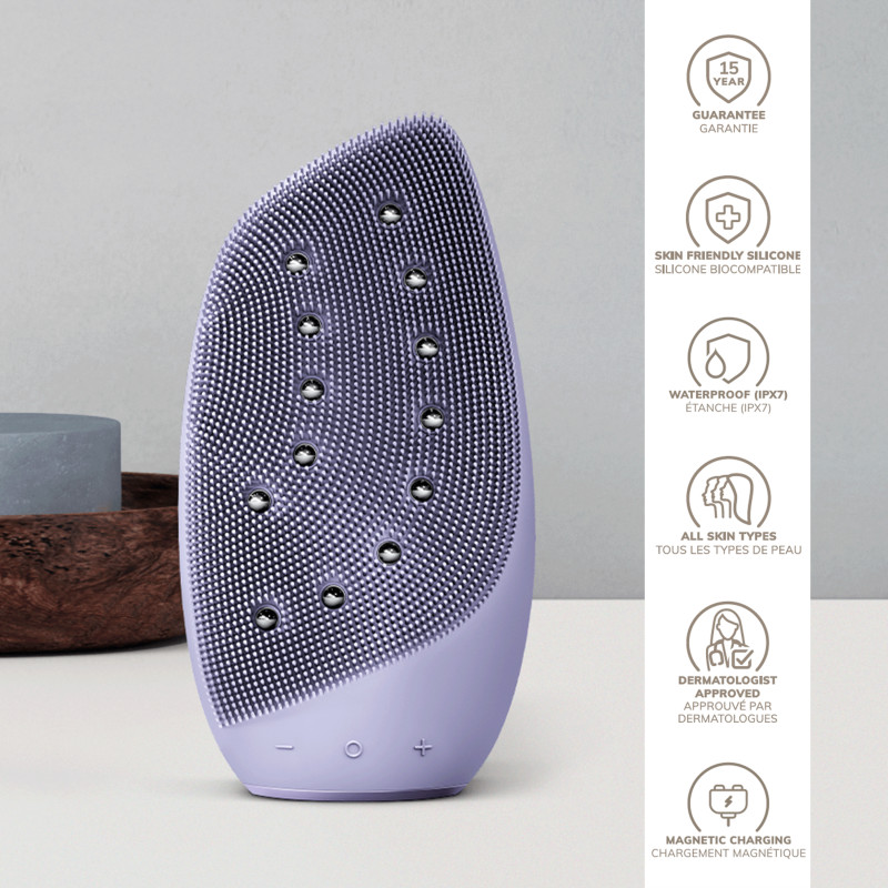 Очищувальна щітка для обличчя GESKE Sonic Thermo Facial Brush&Face-Lifter 8 в 1 purple