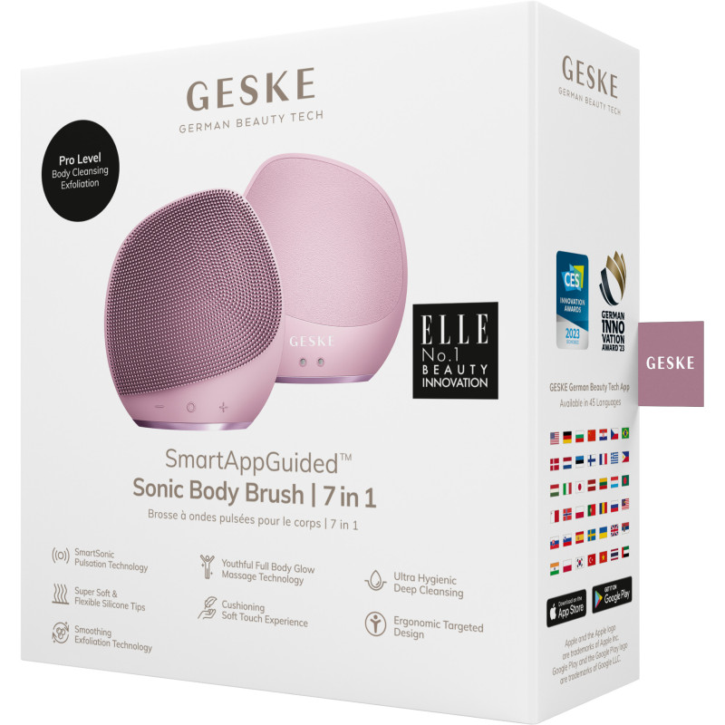 Ультразвукова щітка для тіла та інтенсивний пілінг GESKE Sonic Body Brush&Intensive Exfoliator pink