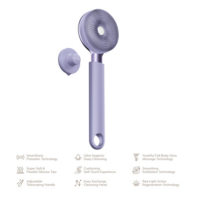 Звукова світлодіодна щітка для всього тіла GESKE Sonic LED Full-Body Brush&Intensive Exfoliator 9 в 1 purple