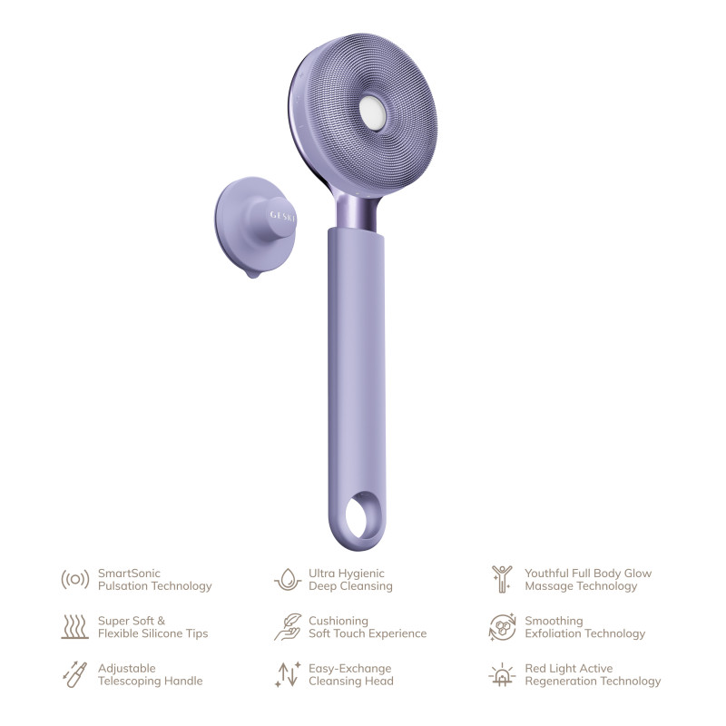 Звукова світлодіодна щітка для всього тіла GESKE Sonic LED Full-Body Brush&Intensive Exfoliator 9 в 1 purple